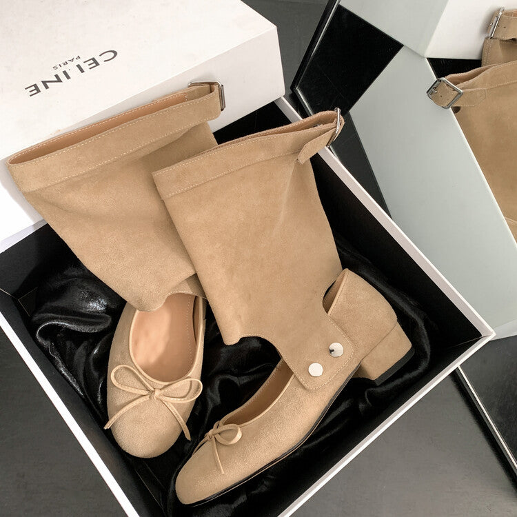 Karin Luna In Stock  Summer  Popular  Detachable Two-Way Vintage Mary Jane Plus Tube Long Boots
