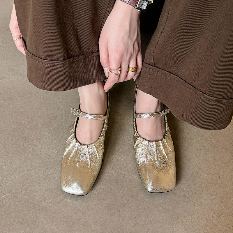 Karin Luna In Stock Spot Goods  Vintage Wrinkled One-Strap Granny Flats
