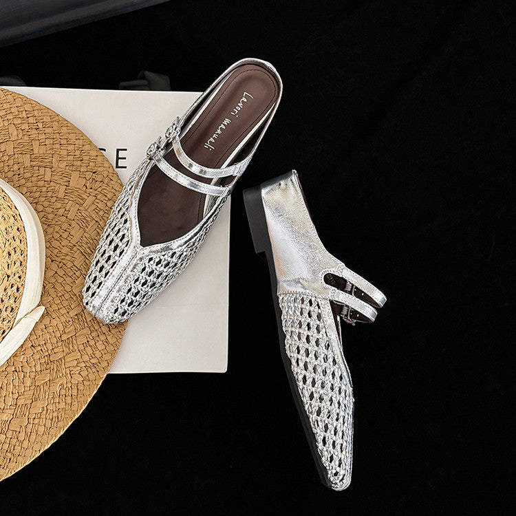 Karin Luna In Stock Spot Goods Hollow Woven One-Strap Closed-Toe Slippers
