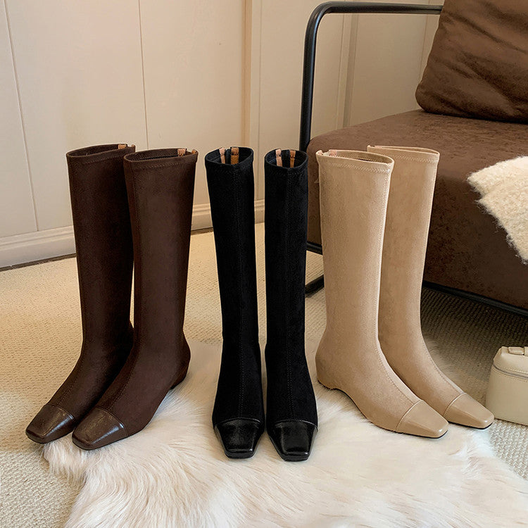 Karin Luna In Stock In Stock Patchwork Long Boots Elegant Versatile