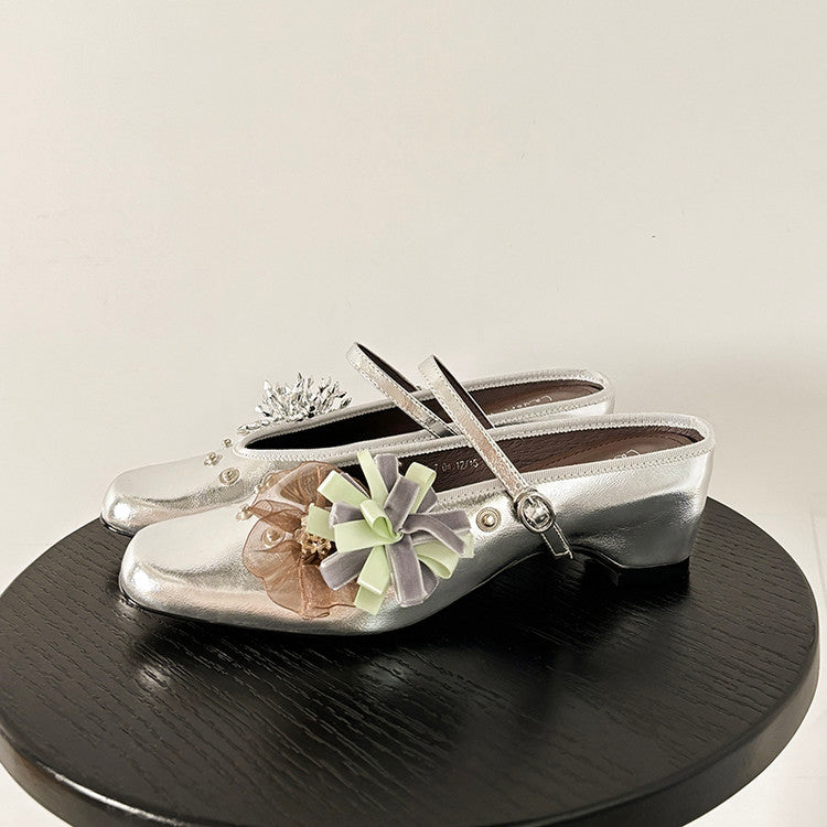 Karin Luna In Stock Spot Goods  Full-grain leather inside and out  Ultra Exquisite Round Toe Hidden Heel Closed-Toe Slippers