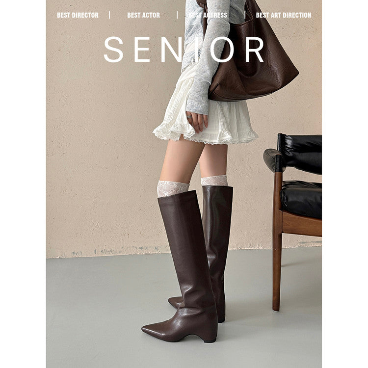 Karin Luna Hot-Selling Internal Height Increase Pointed Toe Straight-Leg Hot-Selling Long Boots