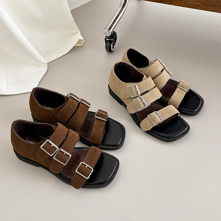 Karin Luna In Stock Spot Goods   Casual Belt Buckle Thick-soled Versatile Sandals