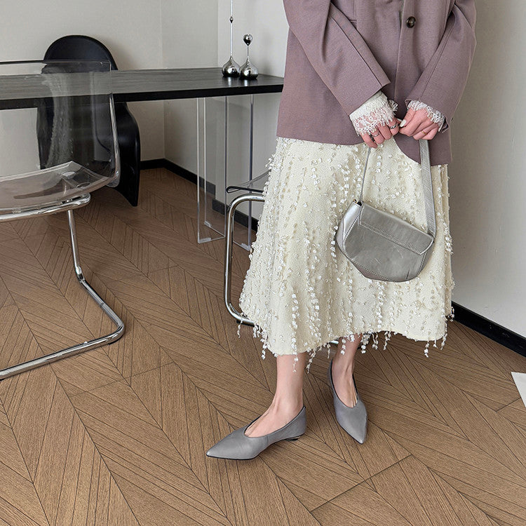 Karin Luna In Stock Spot Goods Classic three-color pointed toe metal heel shoes