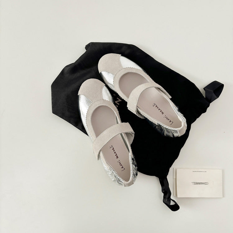 Karin Luna Casual Shoes Series~  In Stock In Stock Magic Tape Round Toe Internal Height Increase Single Strap Flats
