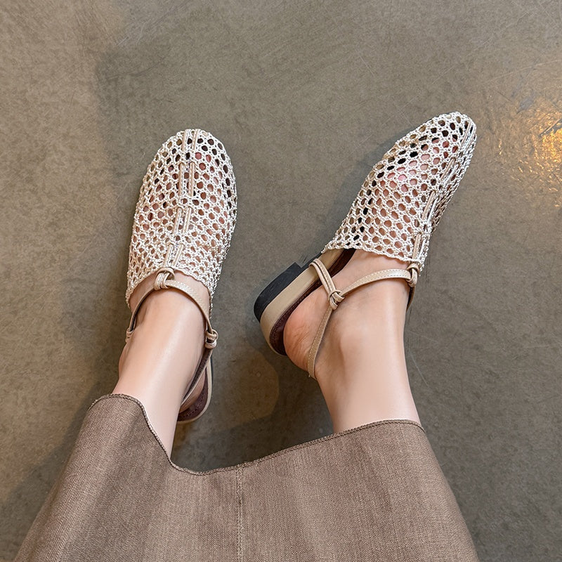 Karin Luna In Stock Spot Goods  Resort Style Series~Casual woven closed-toe flat sandals