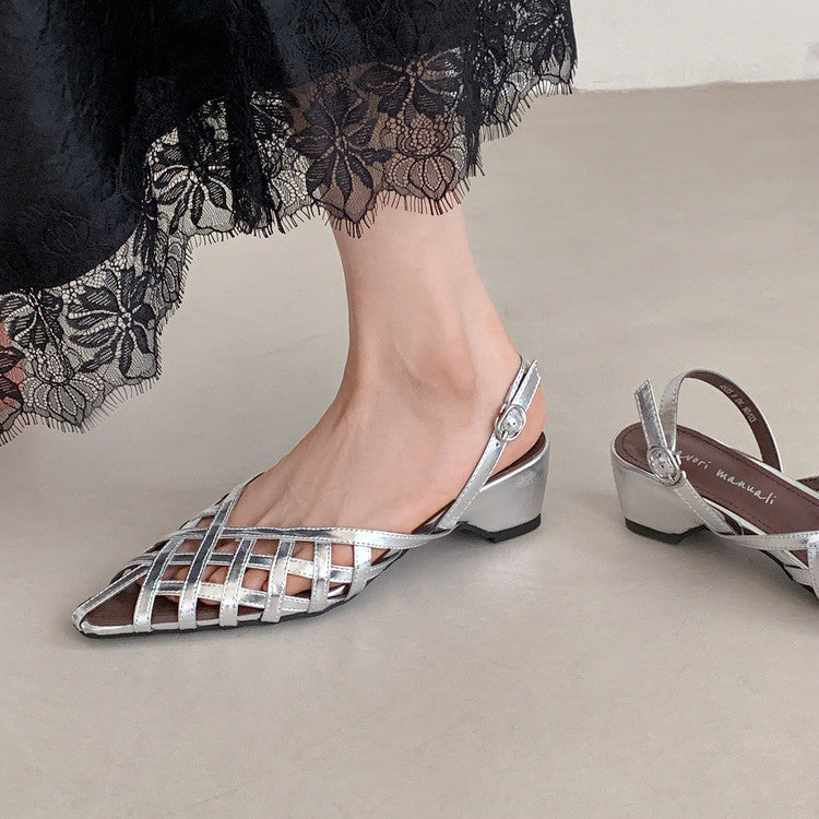 Karin Luna Braided Style ~Cross-woven Pointed Toe Closed-toe Sandals