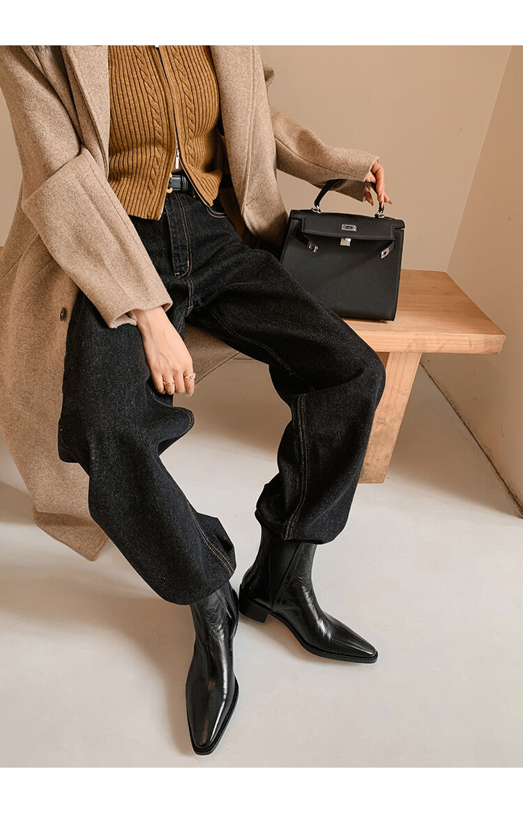 Karin Luna In Stock In stock   Classic first-layer cowhide Chelsea elastic ankle boots