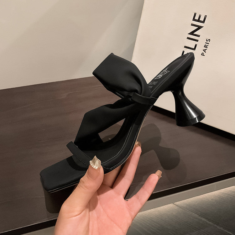 Karin Luna Best-selling in stock Minimalist Style  All-Matching Irregular Ultra-Soft Strap Square Toe High Heels