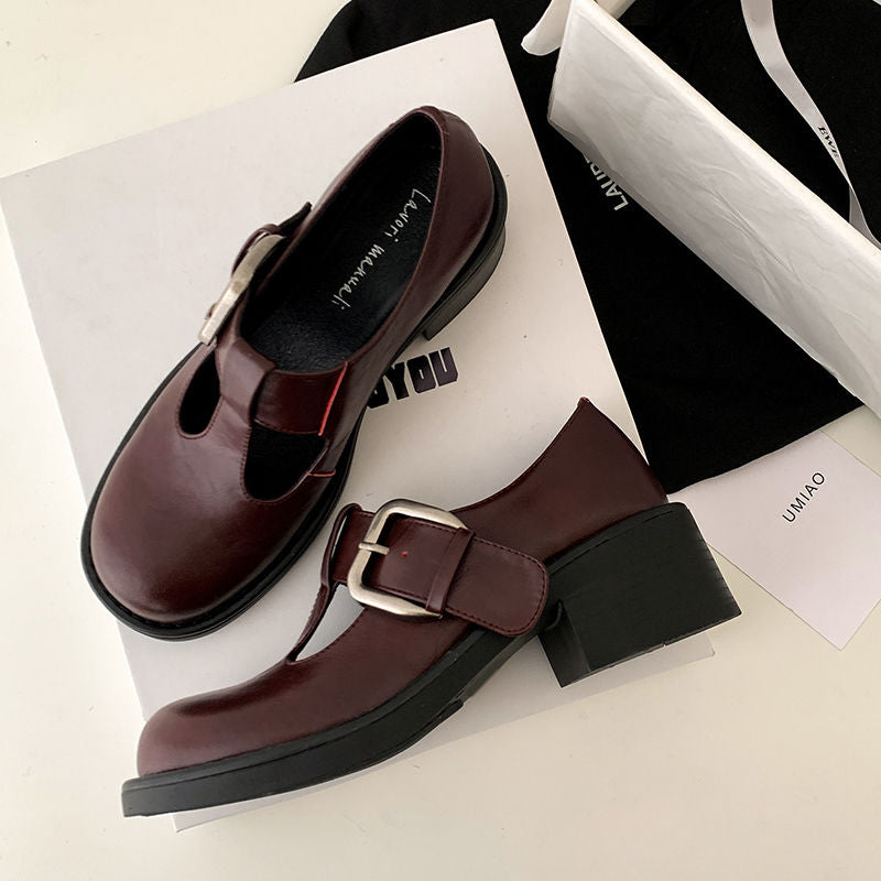Karin Luna In Stock Spot Goods round Head t Round Toe British Style Single Shoes