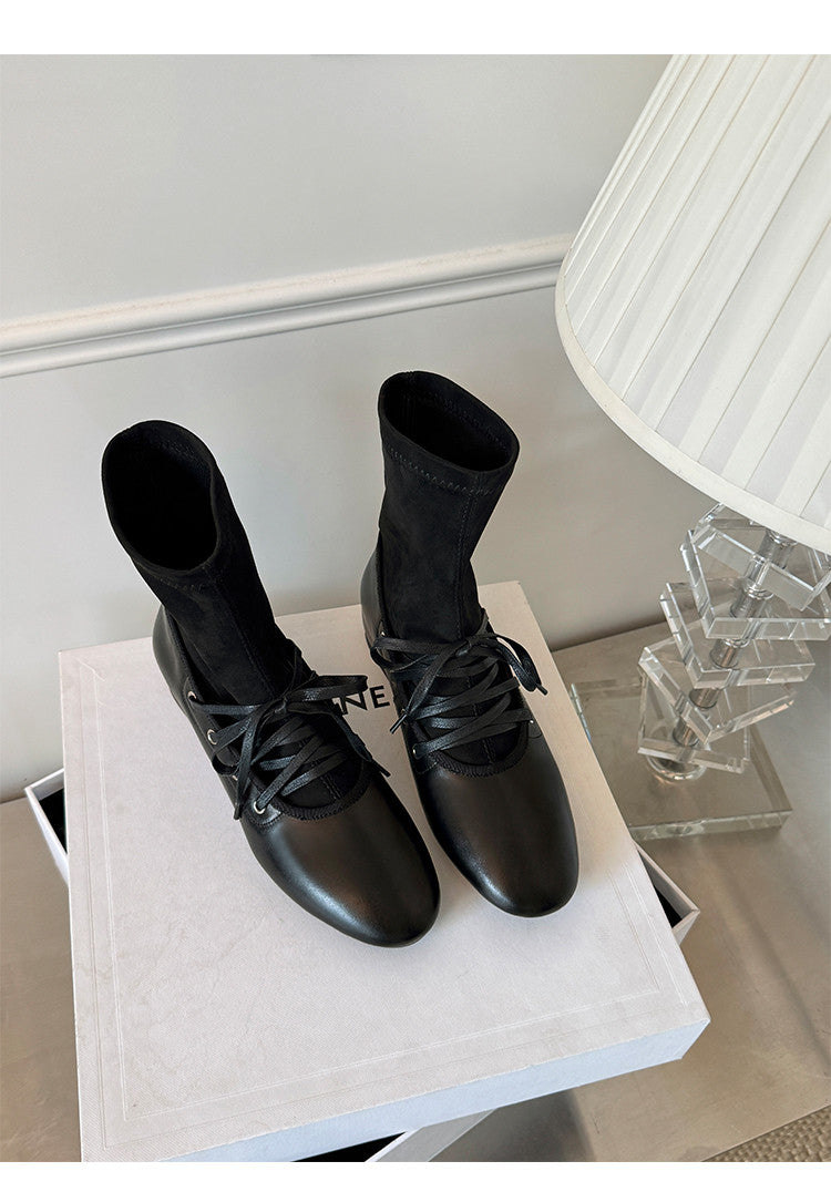Karin Luna Round Toe Internal Height Increase Lace-up Ankle Boots