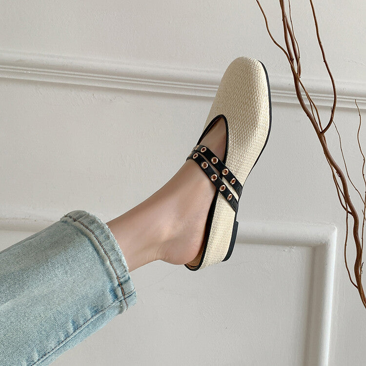 Karin Luna  Closed-Toe Woven Style Height-Increasing Slippers