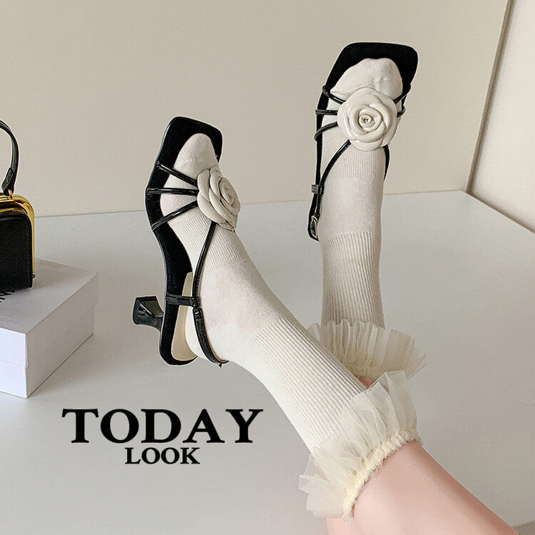 Karin Luna Exquisite Camellia ~French Retro Open-Toe Sandals