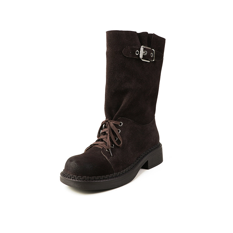 Karin Luna Bestseller Large Tube Thick Sole Martin Boots with Belt Buckle