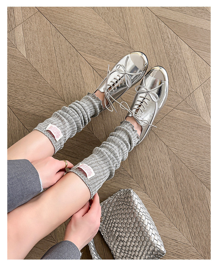Karin Luna In Stock Spot Goods  Casual Lace-Up Metal Toe Bow Deep Mouth Single Shoes