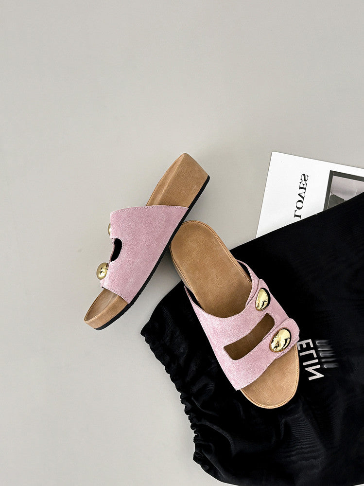 Karin Luna   Casual Style   Thick Sole Belt Buckle Slide Sandals