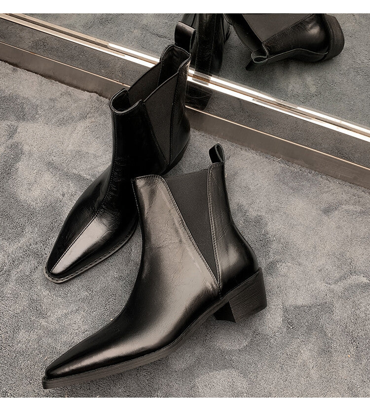 Karin Luna In Stock In stock   Classic first-layer cowhide Chelsea elastic ankle boots