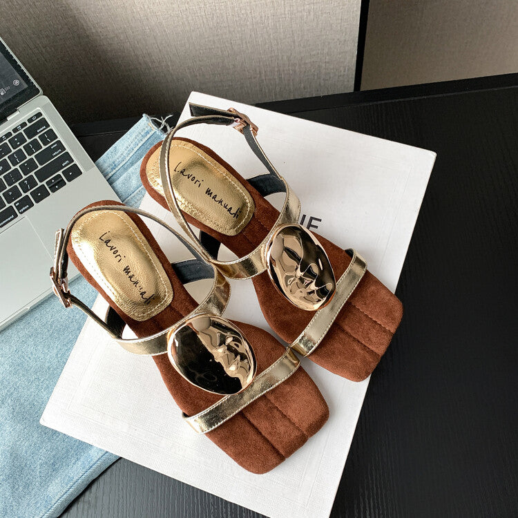 Karin Luna Hot-Selling Fasteners  Irregular Heel Open-Toe Sandals