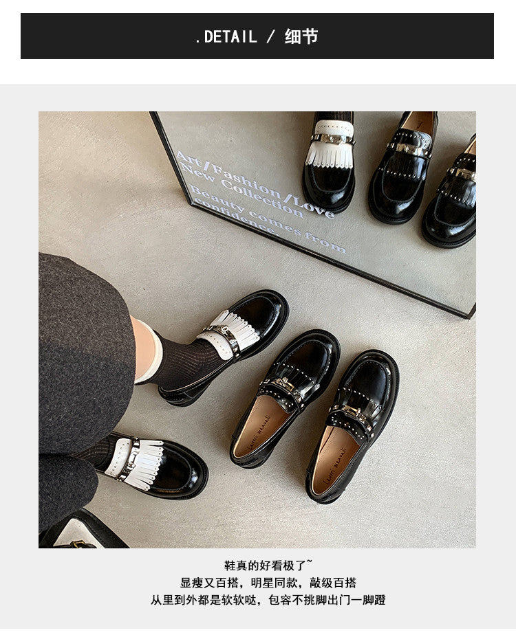 Karin Luna Casual Shoes Series~ Spot Goods Spot Goods Hot-selling Tassel Element Small Gold Buckle Single Shoes