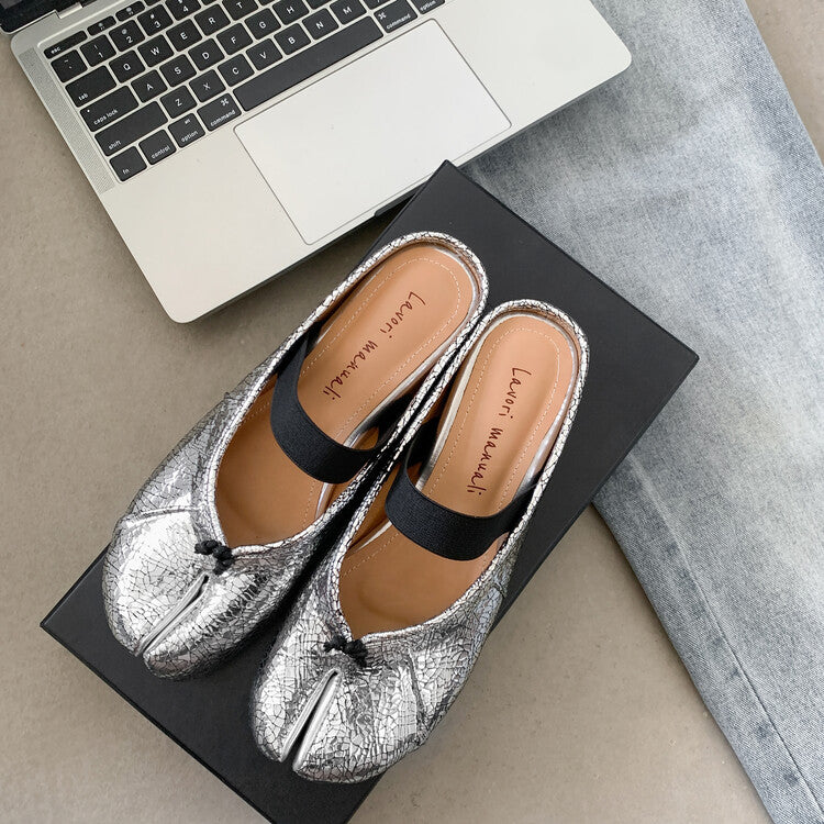 Karin Luna Classic Split-Toe Shoes  Explosive Pattern One-Strap Mary Jane Height-Increasing Full Leather Closed-Toe Slippers