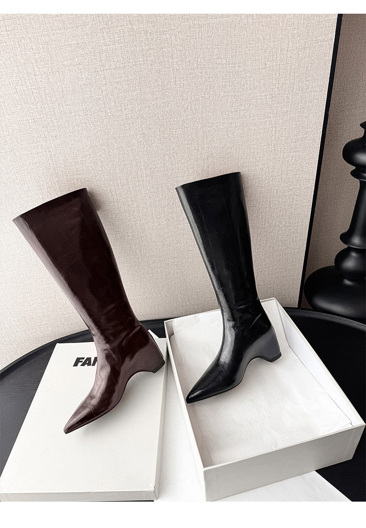 Karin Luna Elegant Style Pointed Toe Internal Height Increase Long Boots