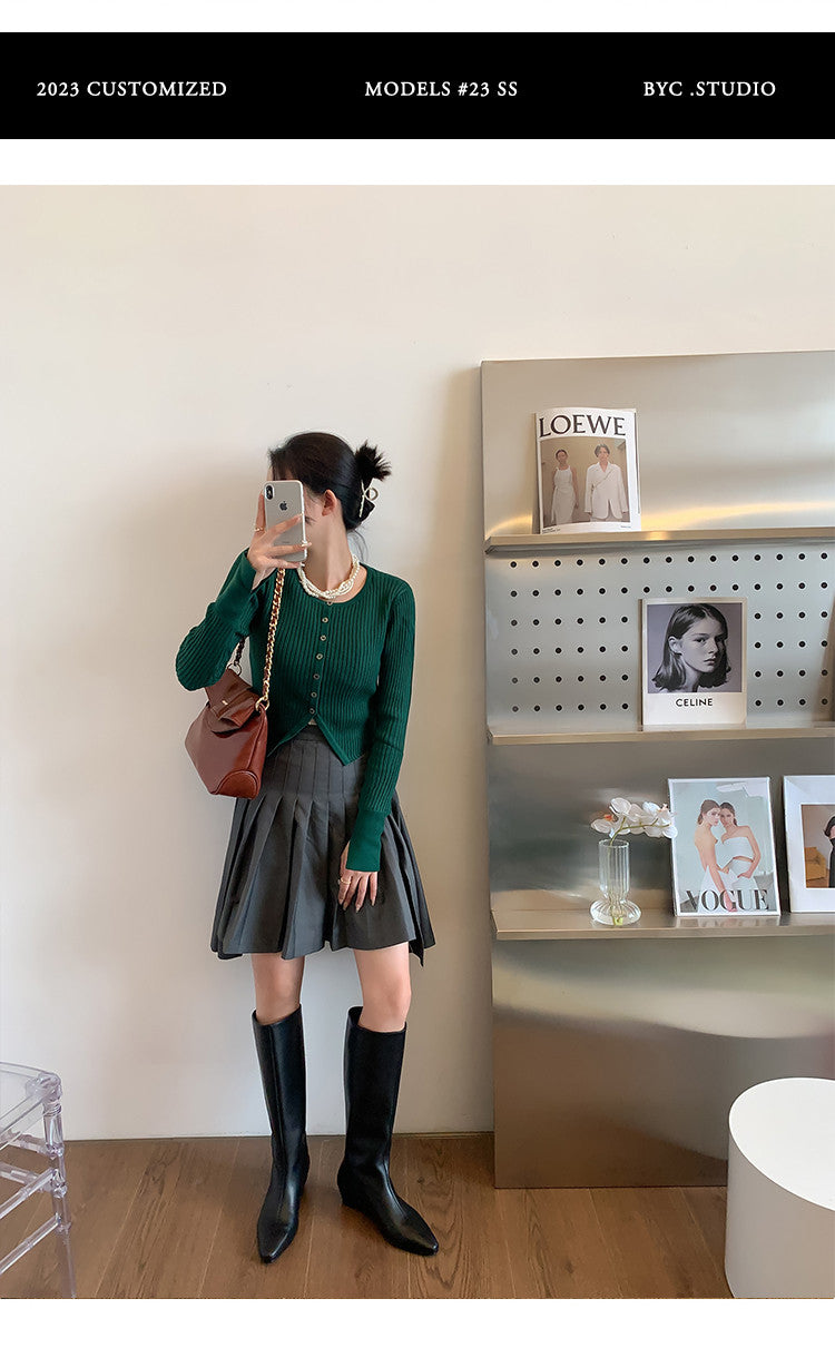 Karin Luna In Stock  In-stock Square Toe Straight Slip-on Long Boots