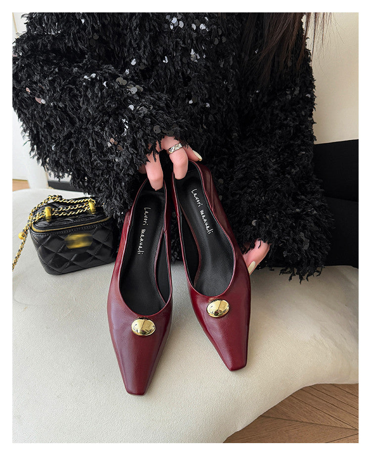 Karin Luna In Stock In Stock ~Basic Versatile French Style Small Square Toe Shallow Mouth Single Shoes