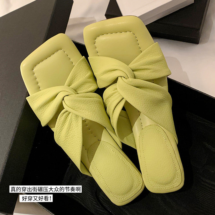 Karin Luna In Stock In Stock  Comfortable Cross Strap  Airy High Heel Square Toe Slippers