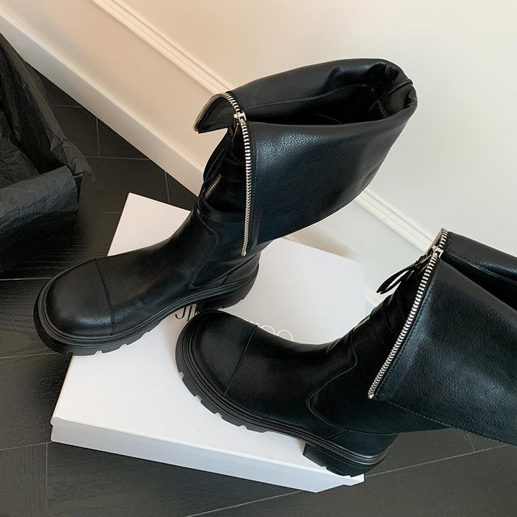 Karin Luna In Stock In-stock Foldable Niche Thick-soled Knight Boots