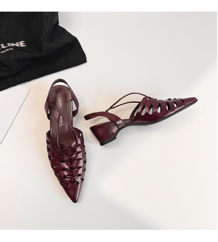 Karin Luna Braided Style ~Cross-woven Pointed Toe Closed-toe Sandals