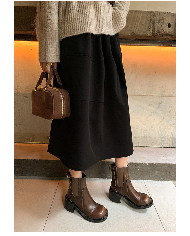 Karin Luna In Stock Spot Goods  Round Toe Stretch Round Toe Chelsea Short Boots