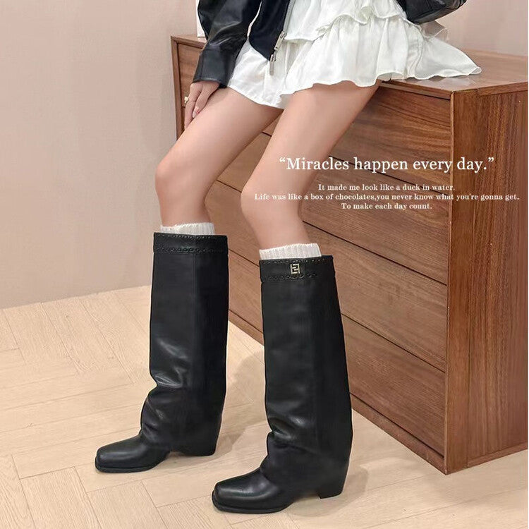 Karin Luna cool girl Stylish and Sweet Square-Toe Booties