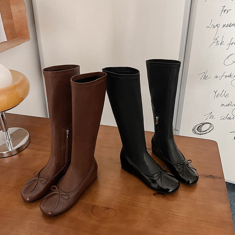 Karin Luna In Stock Spot Goods  Butterfly Knot Round Toe Hidden Heel Boots