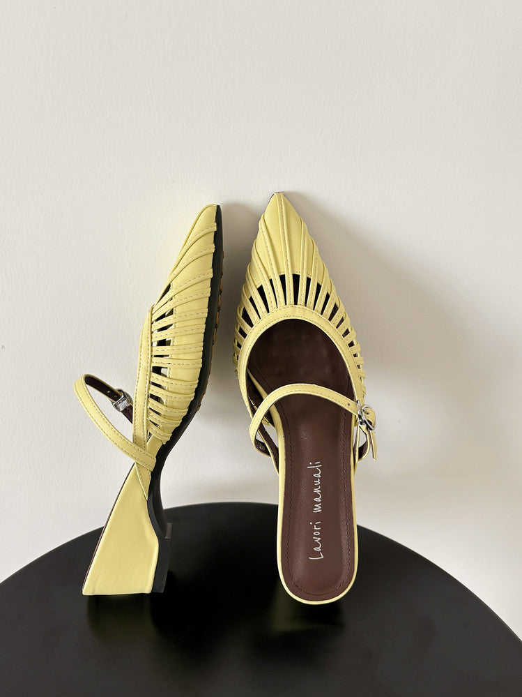 Karin Luna Casual Feel~In stock Pointed Toe Hollow Design Note Pointed Toe Slippers