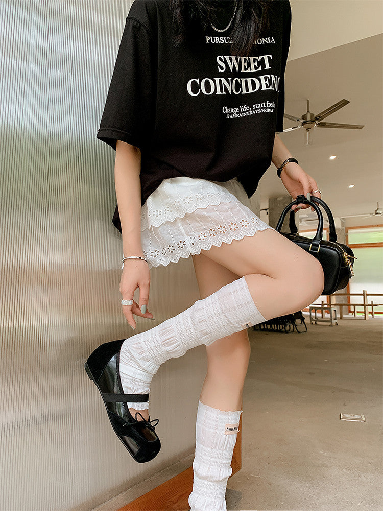 Karin Luna In Stock Spot Goods    Color Block Cowhide Leather Square Toe Slip-On Height Increasing Bowknot Flats
