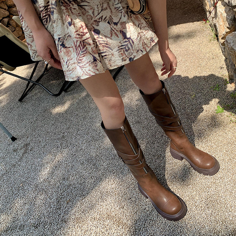 Karin Luna In Stock In-stock Foldable Niche Thick-soled Knight Boots