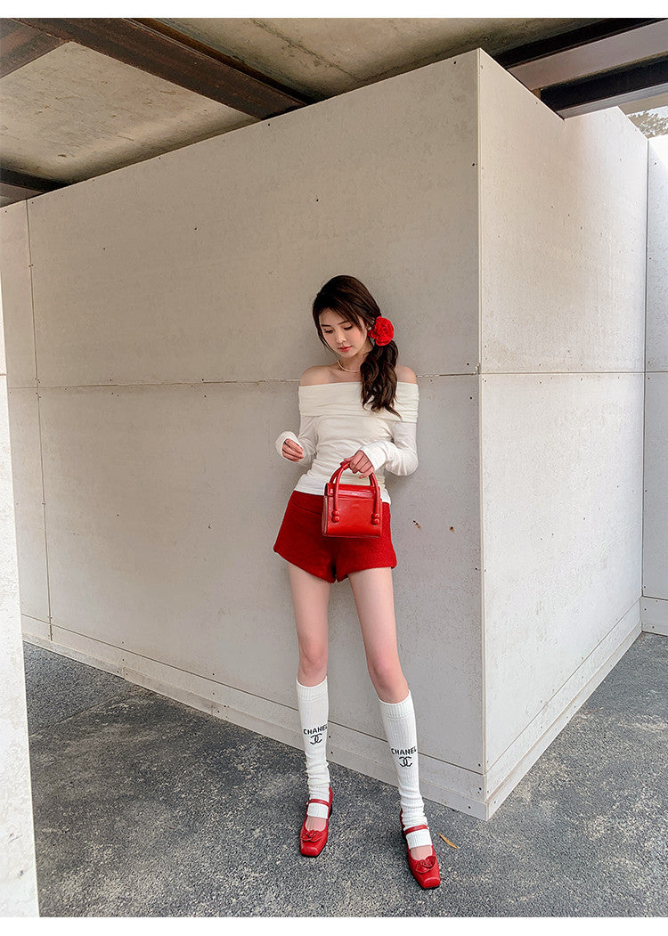 Karin Luna In Stock Spot Goods  Vintage Three-Dimensional Camellia Square-Toed Mary Jane Shoes