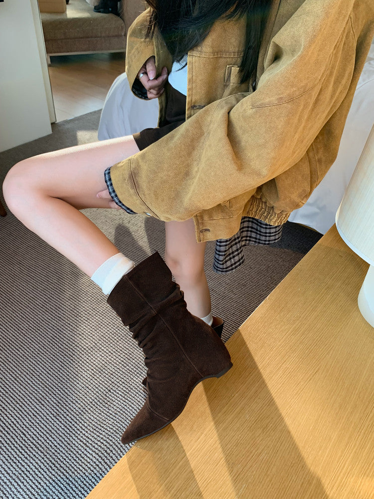 Karin Luna Data Hot Item Pointed Toe Slouchy Matte Western Ankle Boots