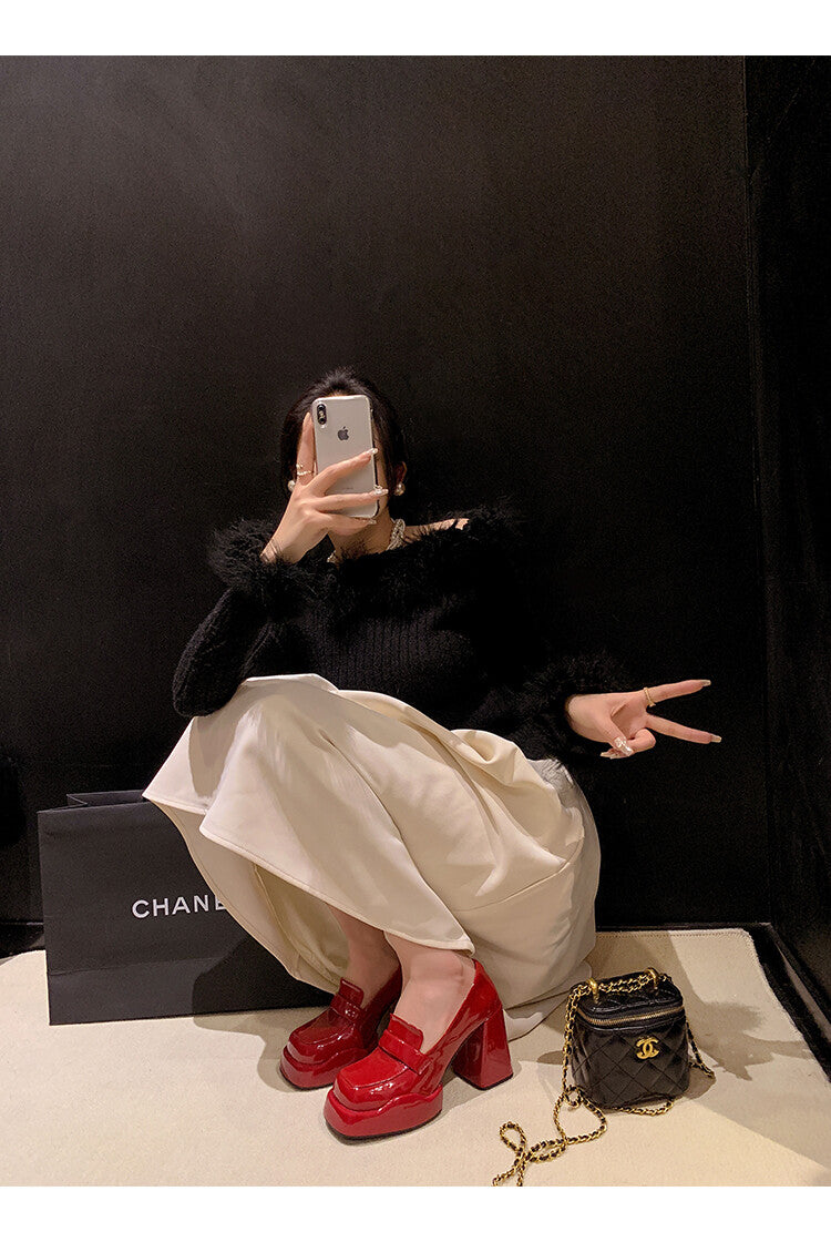Karin Luna ck Popular Hot Girl Red high heels Full leather inside and out Cow Patent Leather Super High Heel