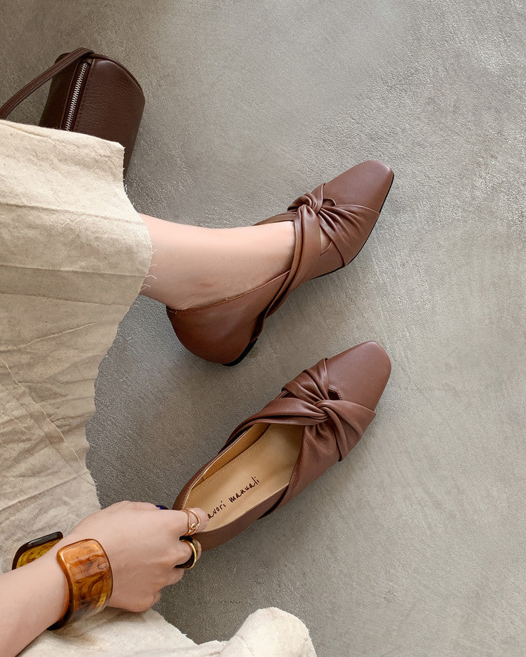 Karin Luna Cross Design Square Toe Hidden Wedge Shoes