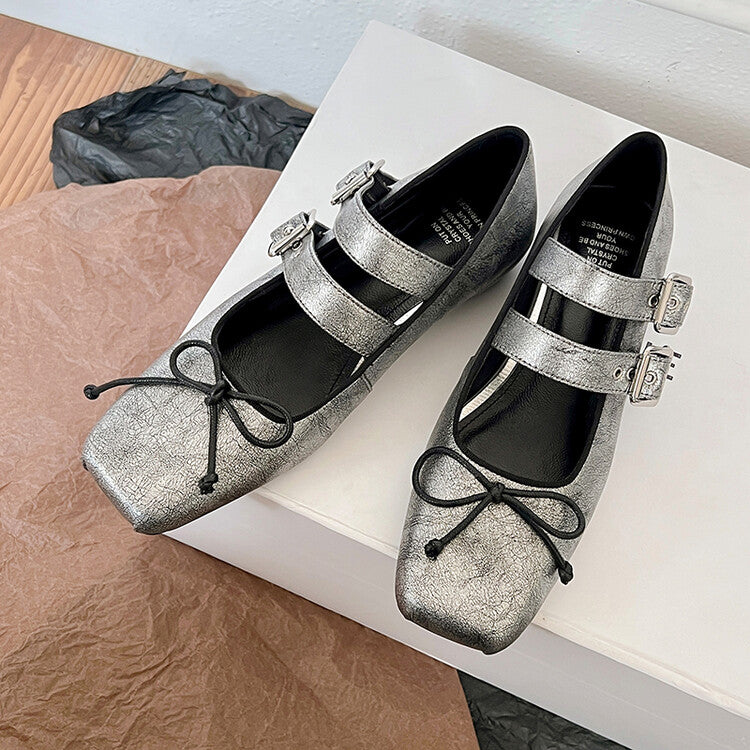 Karin Luna Future Sense silver~Spot Goods Spot Goods Hot-selling Bowknot Retro Belt Buckle Ballet Mary Jane Shoes