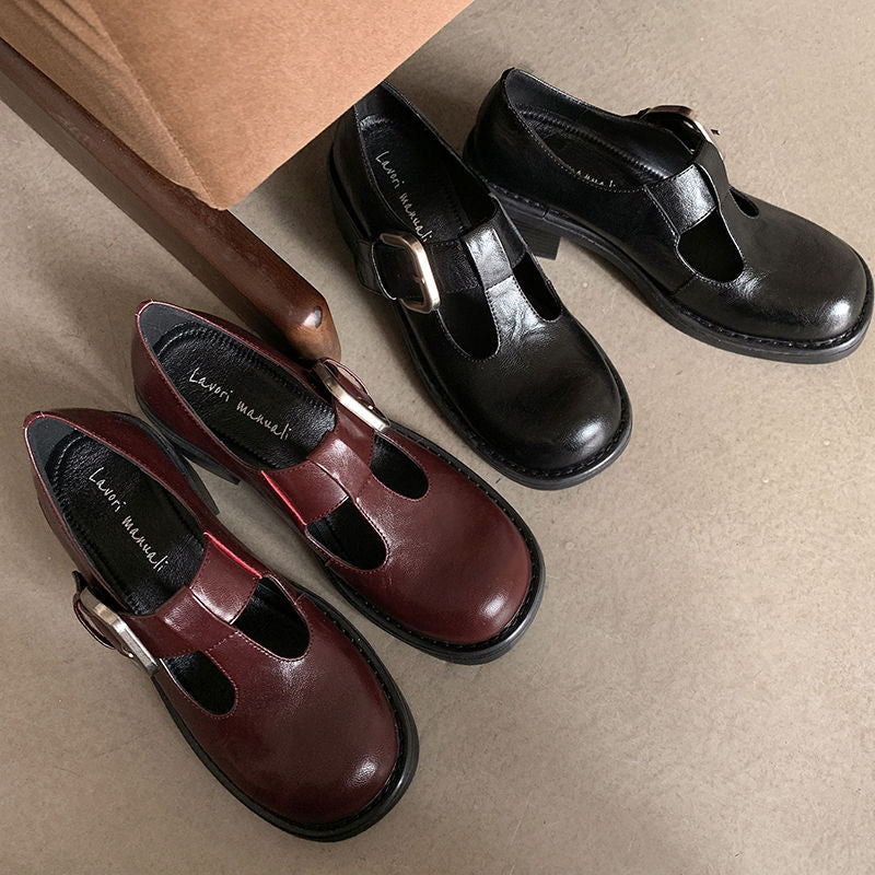 Karin Luna In Stock Spot Goods round Head t Round Toe British Style Single Shoes