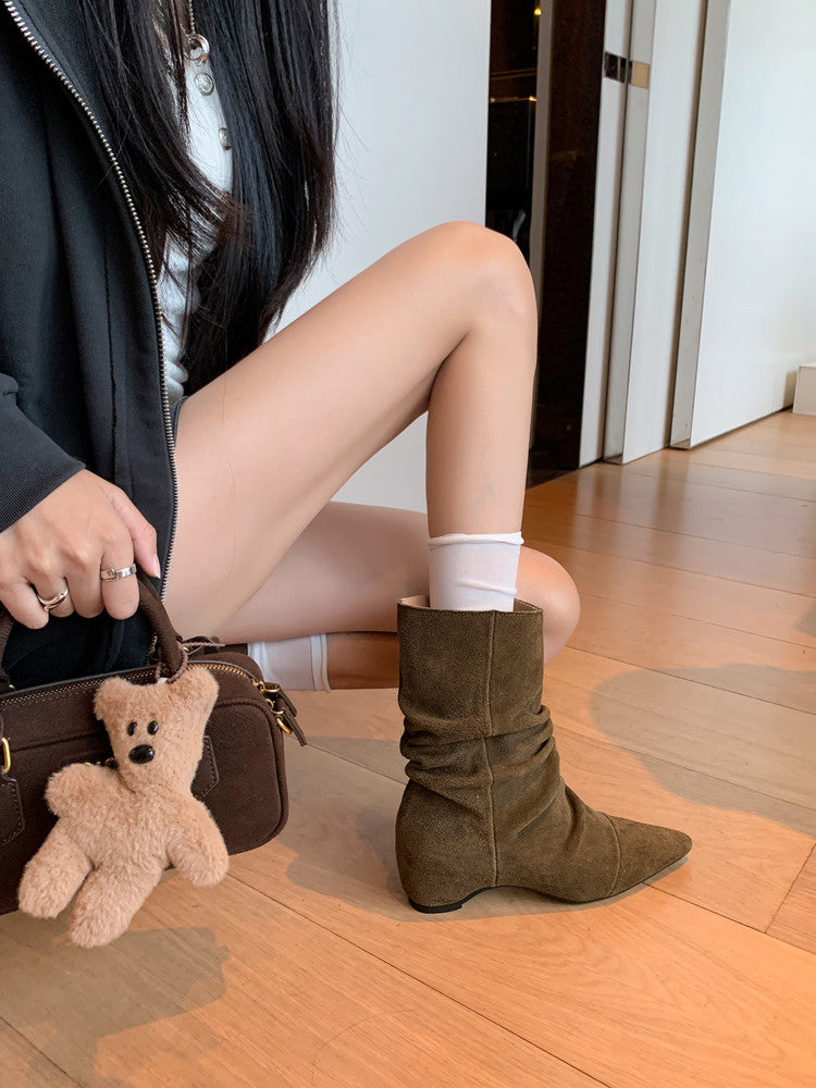 Karin Luna Data Hot Item Pointed Toe Slouchy Matte Western Ankle Boots