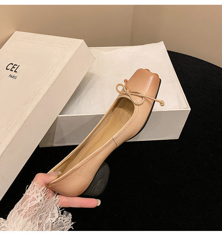Karin Luna In Stock In Stock ~Full leather inside and out Pig Nose Bow Retro Thick Heel Mary Jane Shoes