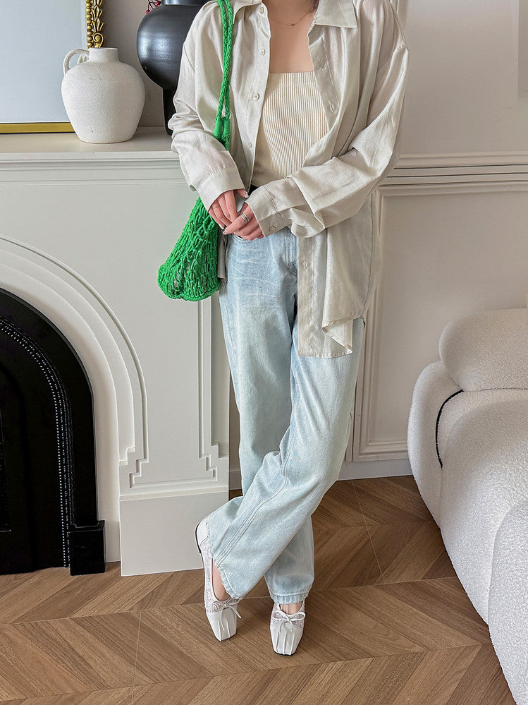 Karin Luna In Stock In Stock  Wrinkled Square Toe Patchwork Breathable Mesh Bow Granny Shoes