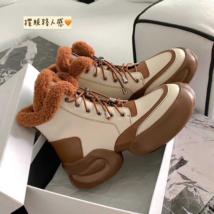 Karin Luna In Stock  Spot Goods  Hot-selling Sports Thick Sole Thickened Fur Snow Boots Full cowhide