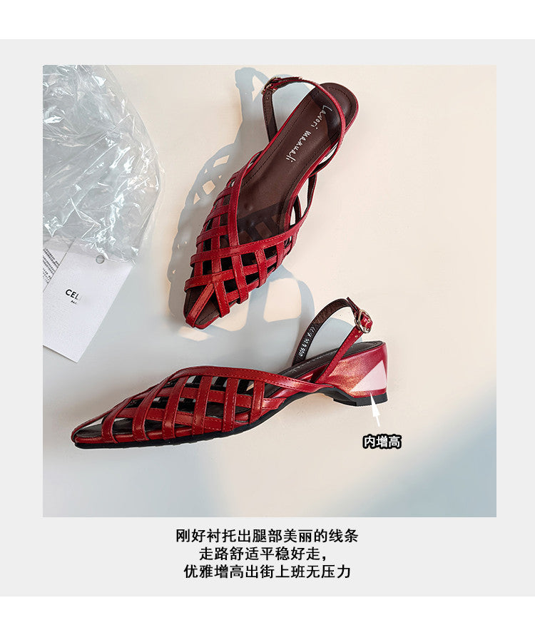 Karin Luna Braided Style ~Cross-woven Pointed Toe Closed-toe Sandals