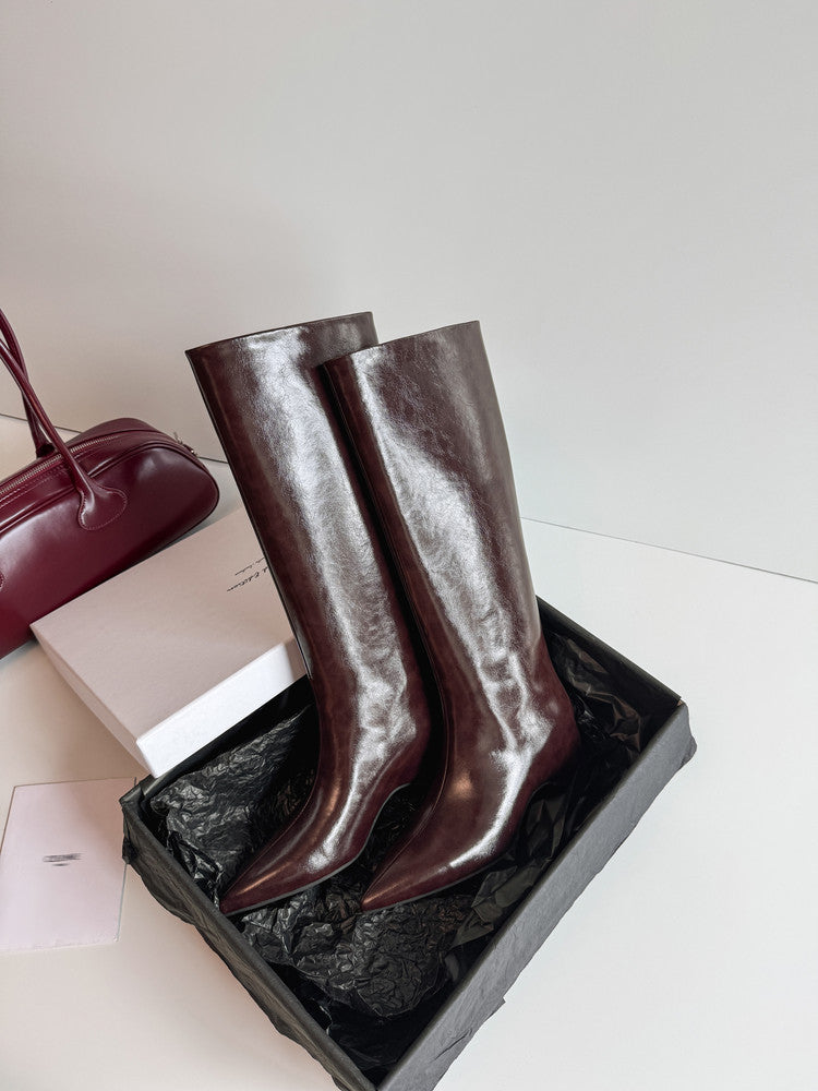 Karin Luna Minimalist Style High Tube Pointed Toe Hidden Heel Boots