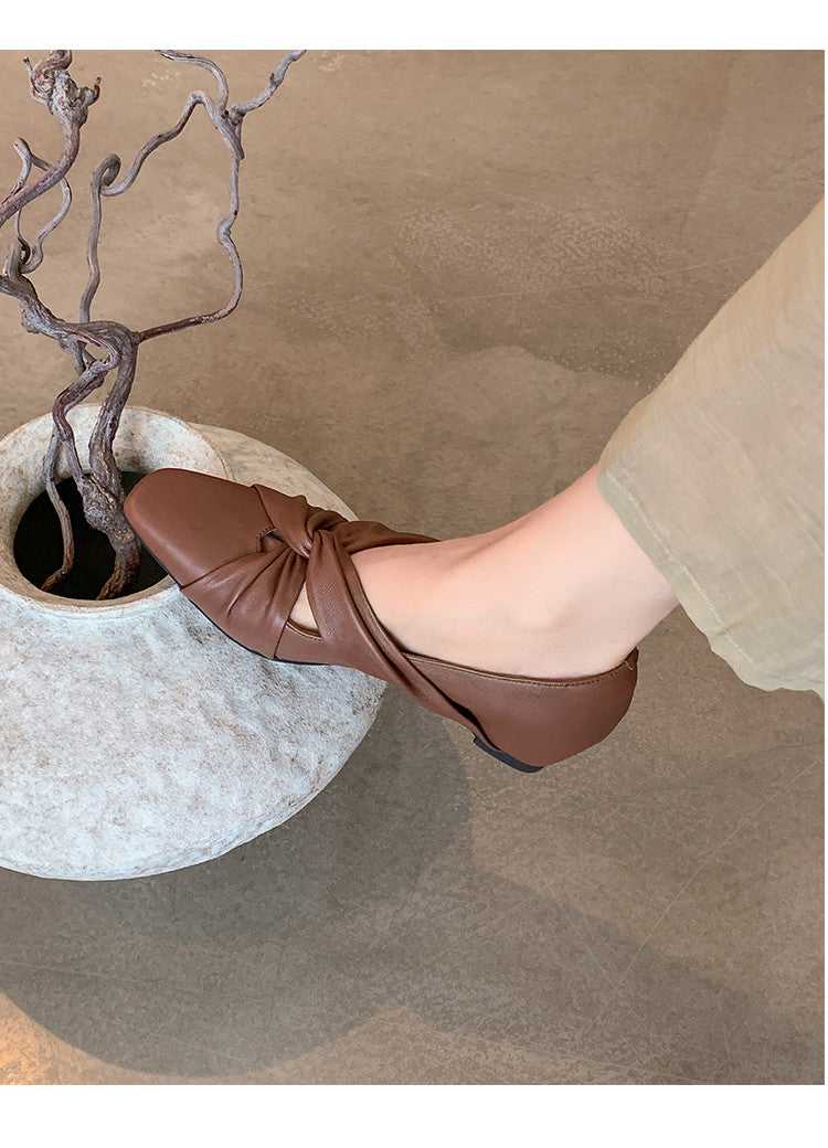 Karin Luna Cross Design Square Toe Hidden Wedge Shoes
