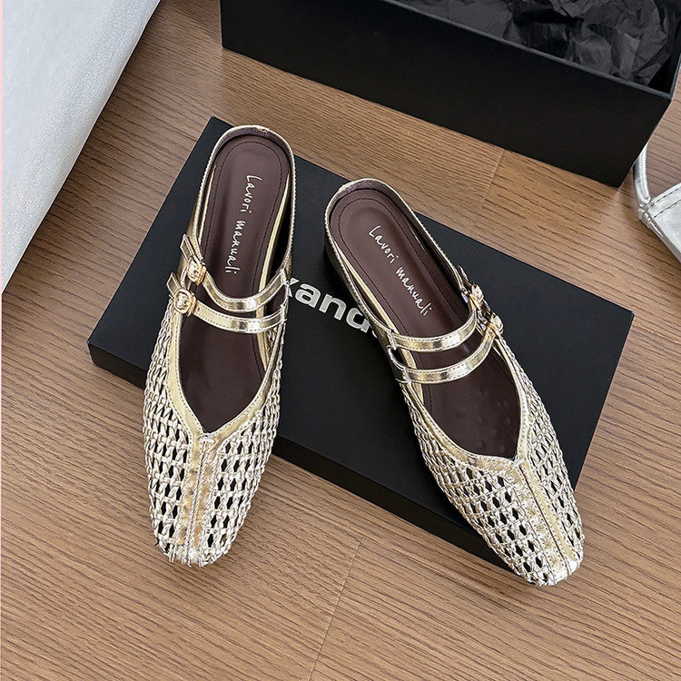 Karin Luna In Stock Spot Goods Hollow Woven One-Strap Closed-Toe Slippers